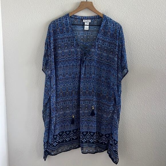 Tommy Bahama Cowrie Diamond Swim Cover-Up Blue Small/Medium - Picture 1 of 6